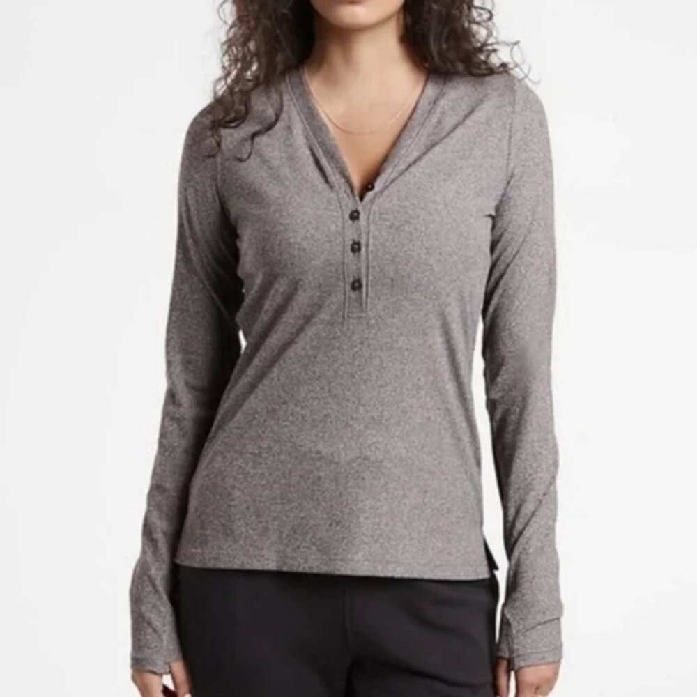 Athleta Women's Uptempo Ribbed Henley Top Size XS